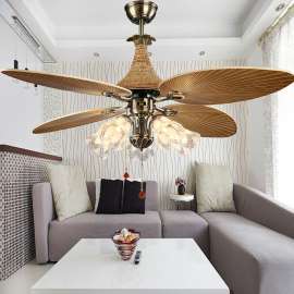 现代吊扇灯 52寸欧式芭蕉扇东南亚风扇 客厅卧室餐厅装饰风扇灯